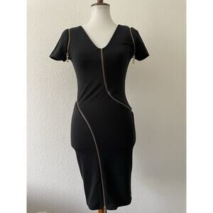 Ted Baker Dress Mini Sheath Bodycon Zipper Stretch Knit